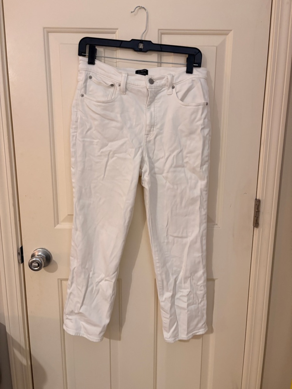 J. Crew White Cropped Straight Jeans